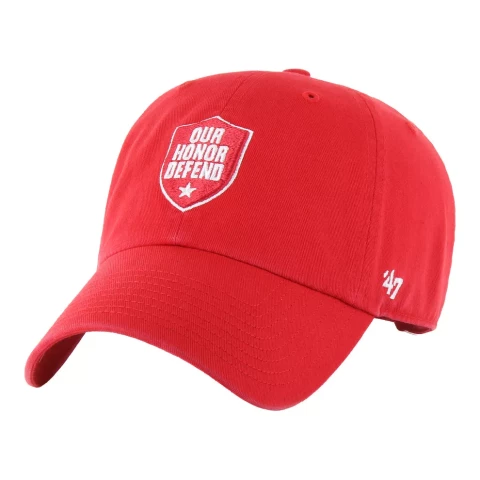 red hat with a OHD reg logo on the center 