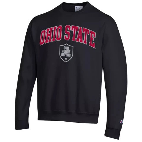 black crewneck with 