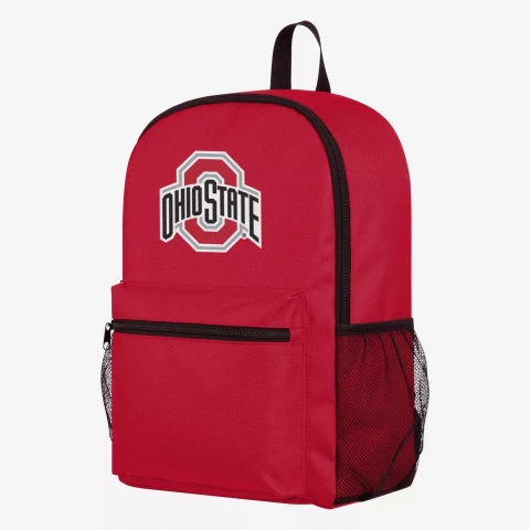 red ohio state backpack with spirit mark on the front on a white background