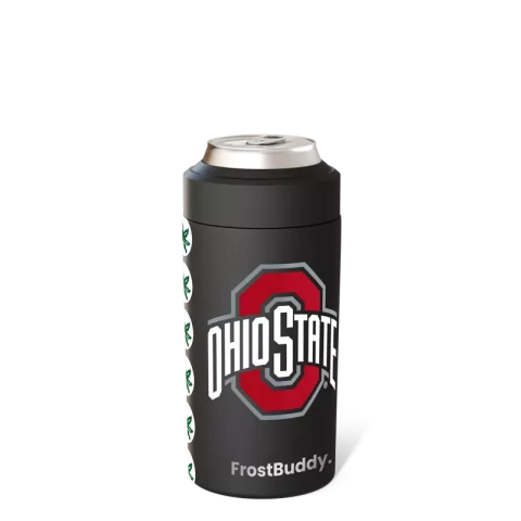 ohio state logo with helmet decals on the side of a black frost buddy can cooler