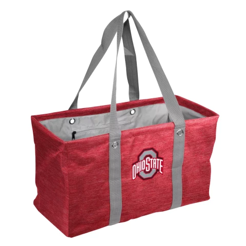 red and gray picnic caddy tote with an ohio state logo on the side