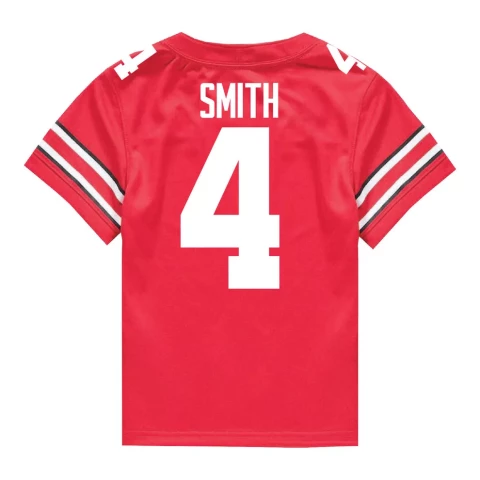 red jeremiah smith jersey on a white background