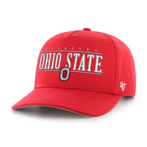 red hat with an ohio state logo on the front of the hat 