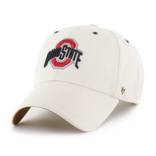 white hat with an ohio state logo on the front 