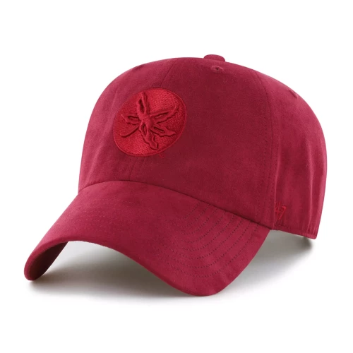 Suede red hat with red buckeye leaf embroidered 