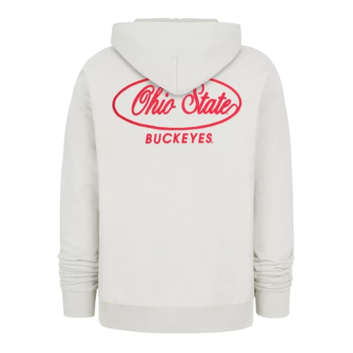 red ohio state buckeyes mark on the back of a white sweatshirt