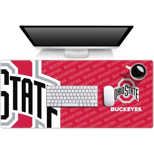ohio state desk pad under a pc setup 