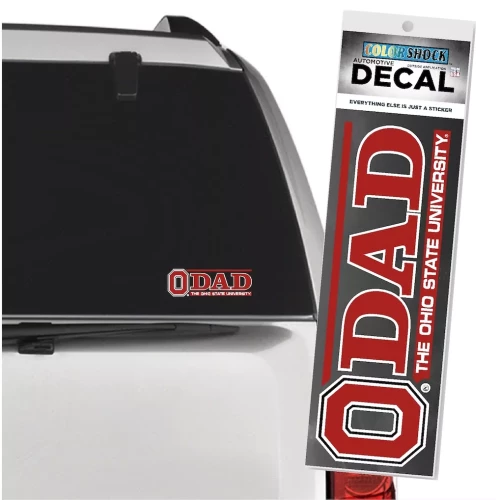 ohio state dad decal on the back of a car 