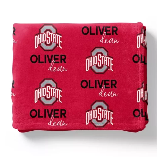 personalized red ohio state blanket