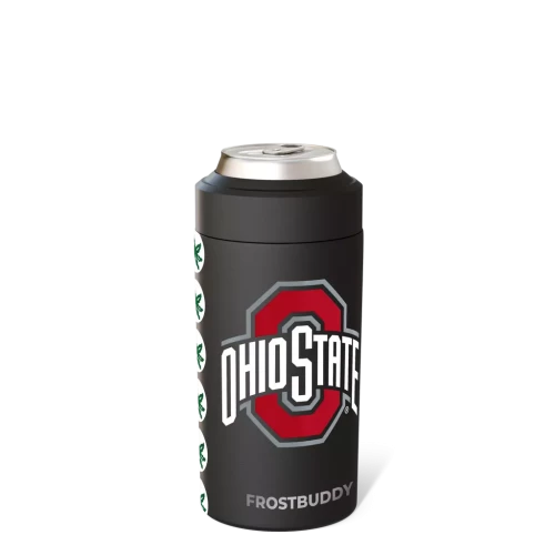 universal can cooler with an ohio state logo on the side 