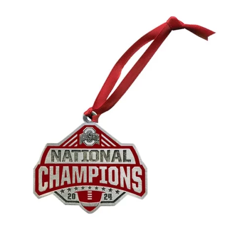 red and silver ohio state national champions ornament 