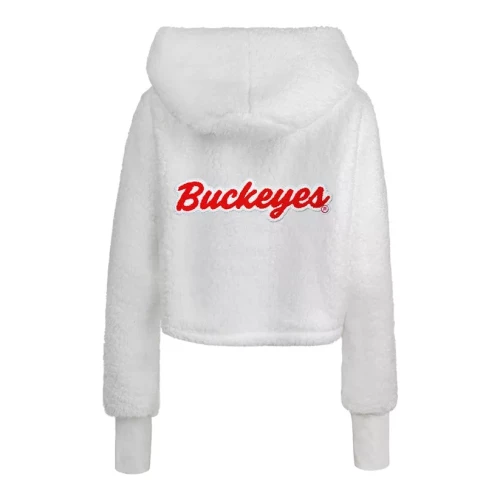 white cropped hooded lounger with 