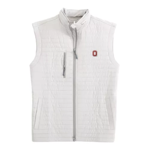 white vest with Block O on the chest 