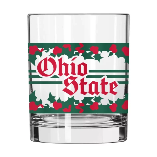 ohio state holiday-themed rocks glass