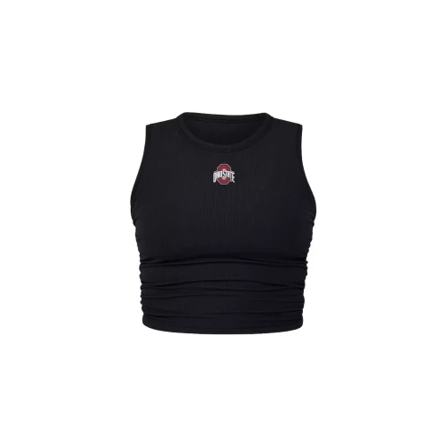 Black Sleeveless crop top with a small Ohio State logo centered on the chest against a white background.