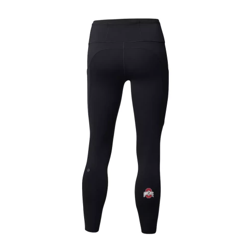 Black leggings with an Ohio State logo on the back of the calf 