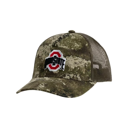 Camo hat with an ohio state logo on the front