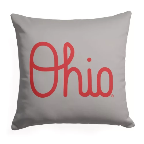 Gray Throw Pillow with red 