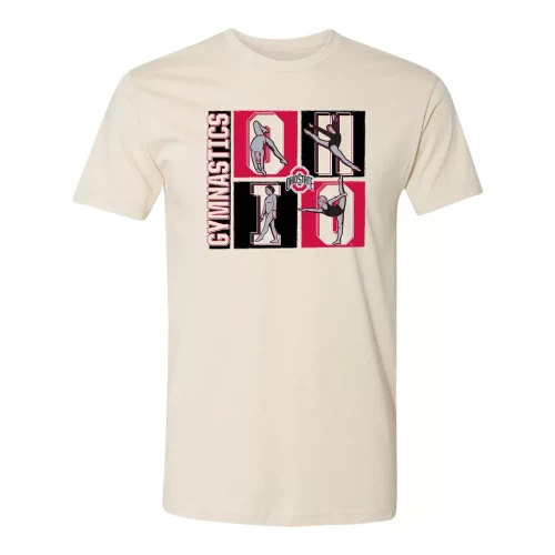 beige colored gymnastics shirt on a white background