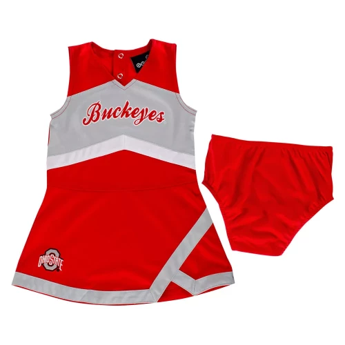 cheerleading uniform consisting of a sleeveless shell top with 