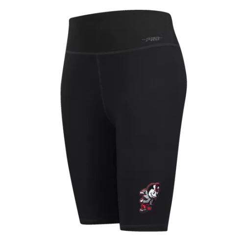 black biker shorts with a running brutus logo