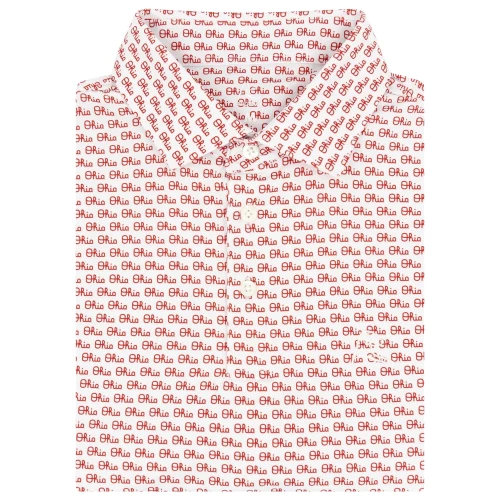 red and white script ohio patterned polo 