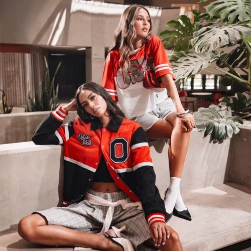two models wearing ohio state fashion items 