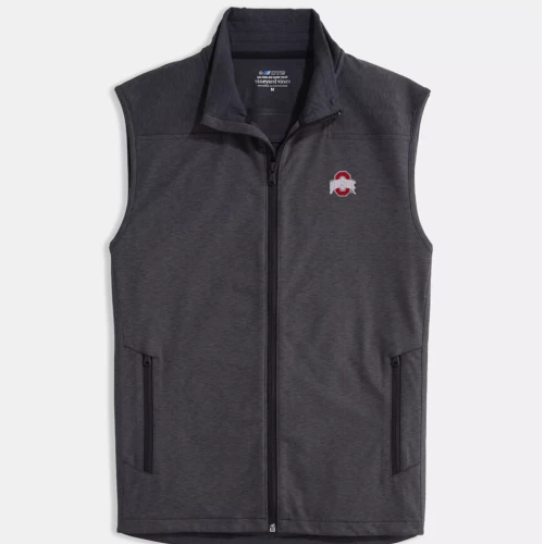 dark grey vest with an ohio state mark on the chest 