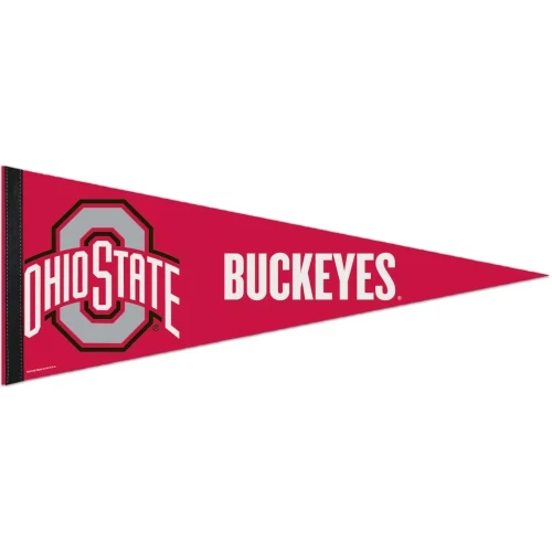 Ohio State Buckeyes red and white pennant featuring the 