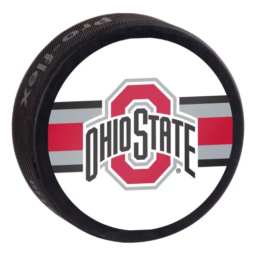 helmet stripe design hockey puck on a white background