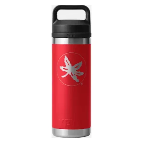 Red yeti 10 oz tumbler with a buckeye leaf decal on the side 