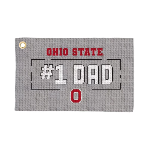 #1 dad gray towel with red Ohio State and Block O 