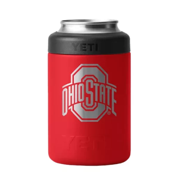 scarlet yeti can cooler with a silver spirit mark 