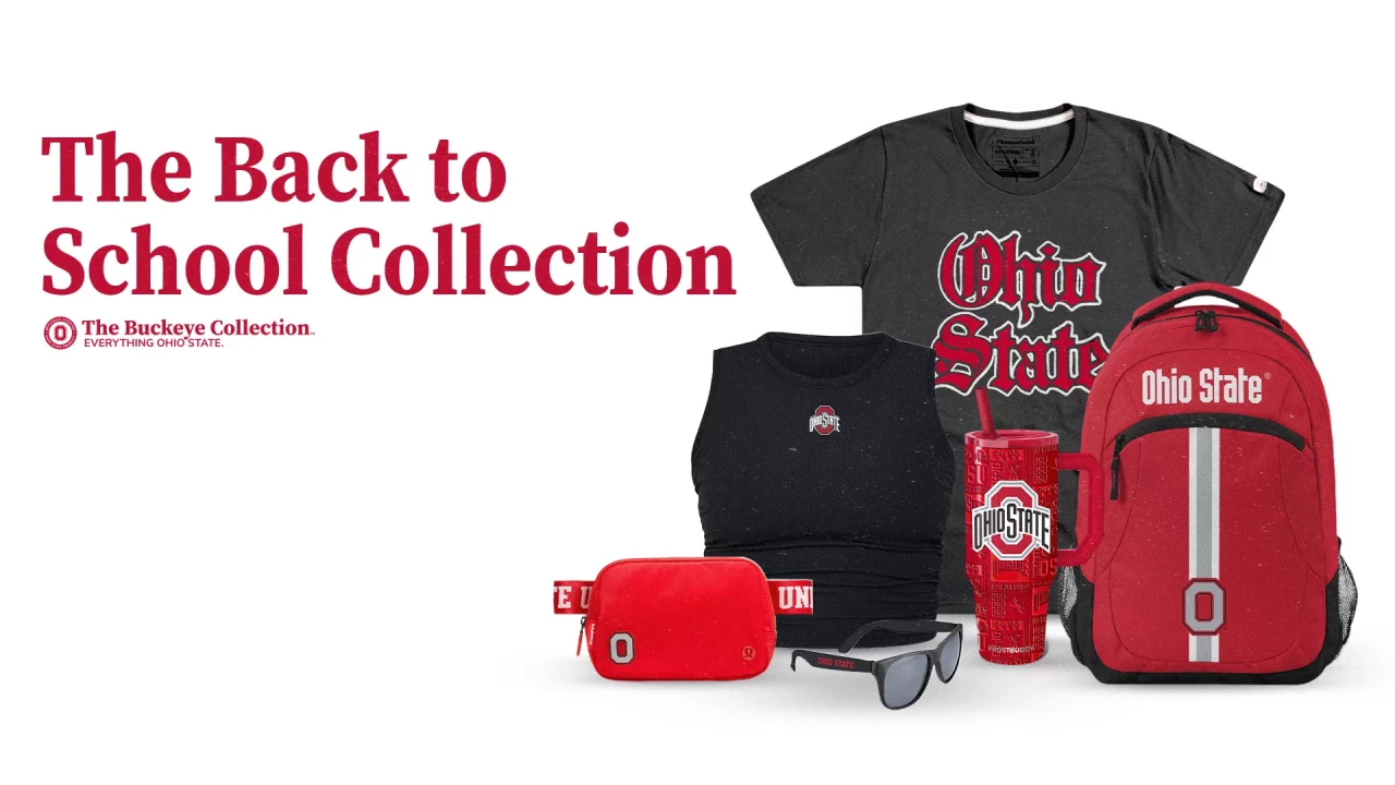 a collage of ohio state officially licensed products 