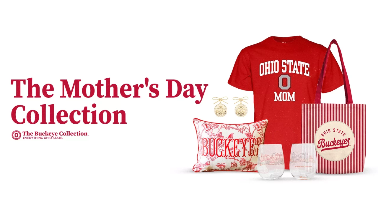 collage of ohio state products themed around mother's day 