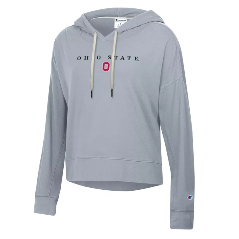 gray sweatshirt hoodie with Ohio State across the front 