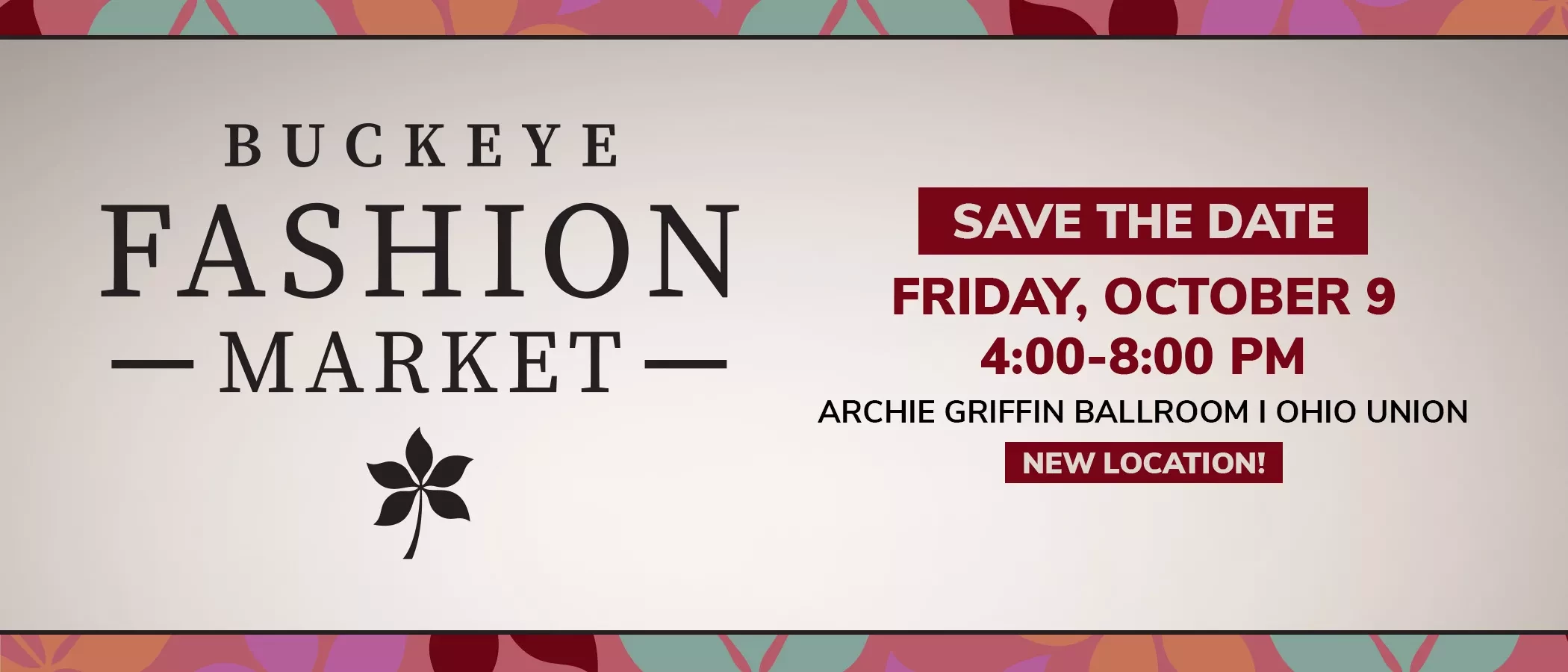 save the date graphic for buckeye fashion market 