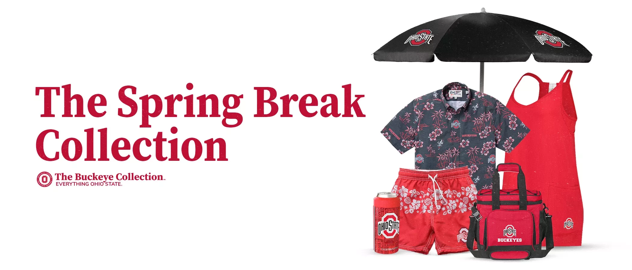 a collage of ohio state spring break inspired beach products on a white background with the title 